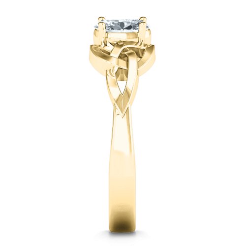 Trinity Knot Oval Gemstone Ring – 10K Yellow Gold with Diamond