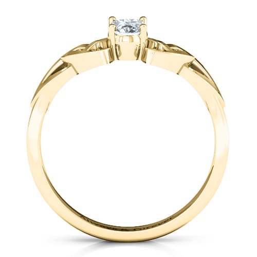 Trinity Knot Oval Gemstone Ring – 10K Yellow Gold with Diamond