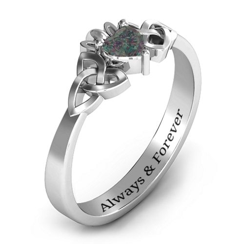 Trinity Knot Heart Crown Ring – Sterling Silver with Alexandrite