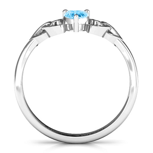 Trinity Knot Heart Crown Ring – Sterling Silver with Blue Topaz