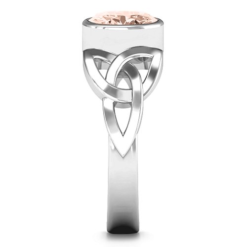 Trinity Knot Ring With Bezel-Set Oval Stone – 10K White Gold with Morganite