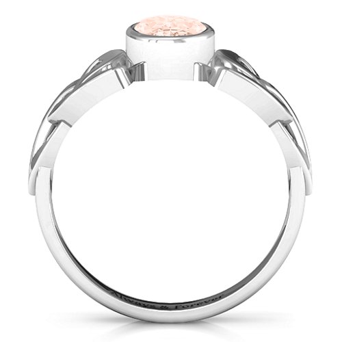 Trinity Knot Ring With Bezel-Set Oval Stone – 10K White Gold with Morganite