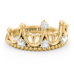 Like A Dream Tiara Ring in 10K Solid Yellow Gold with Cubic Zirconia