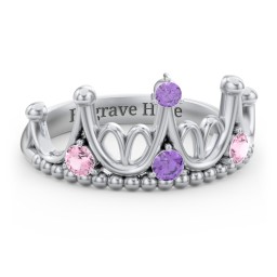 Like A Dream Tiara Ring in 925 Sterling Silver with Pink Tourmaline and Amethyst