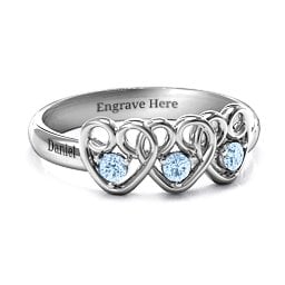 Three's Company Triple Heart Gemstone Ring
