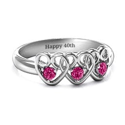 Three's Company Triple Heart Gemstone Ring