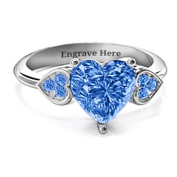 9mm Heart Brilliance Cubic Zirconia Ring with Heart-Set Accents
