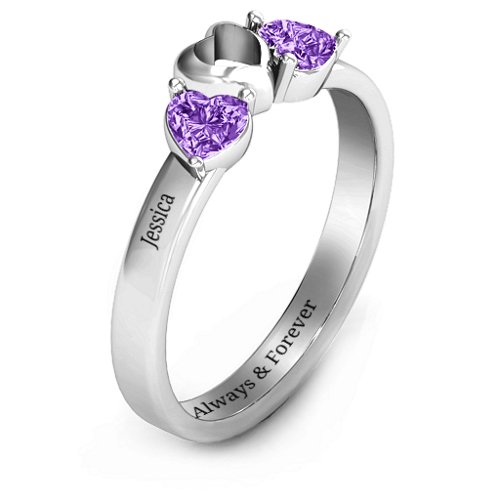 Sparkling Sweethearts Two-Stone Ring – Sterling Silver with Amethyst