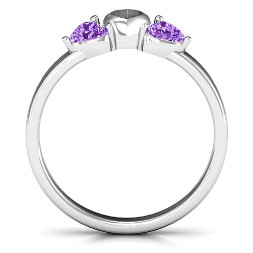 Sparkling Sweethearts Two-Stone Ring – Sterling Silver with Amethyst
