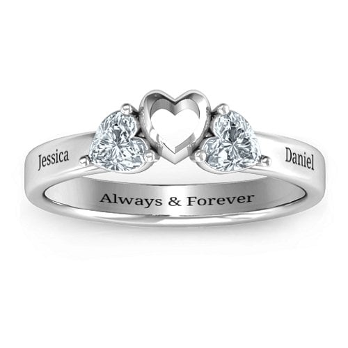 Sparkling Sweethearts Two-Stone Ring – Sterling Silver with Cubic Zirconia