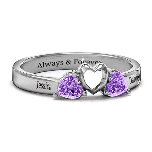 Sparkling Sweethearts Two-Stone Ring – Sterling Silver with Amethyst