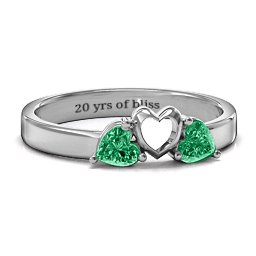 Sparkling Sweethearts Two-Stone Ring in 925 Sterling Silver with Emerald