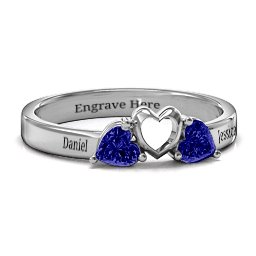 Sparkling Sweethearts Two-Stone Ring in 925 Sterling Silver with Blue Sapphire