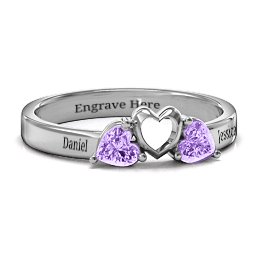 Sparkling Sweethearts Two-Stone Ring in 925 Sterling Silver with Amethyst