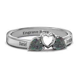 Sparkling Sweethearts Two-Stone Ring in 925 Sterling Silver with Alexandrite
