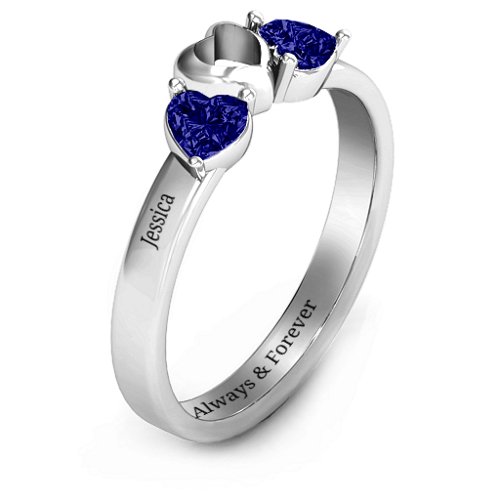 Sparkling Sweethearts Two-Stone Ring – Sterling Silver with Blue Sapphire