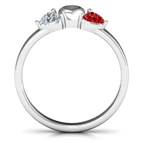 Sparkling Sweethearts Two-Stone Ring – Sterling Silver with Cubic Zirconia and Garnet