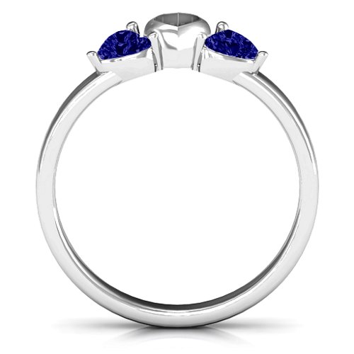 Sparkling Sweethearts Two-Stone Ring – Sterling Silver with Blue Sapphire