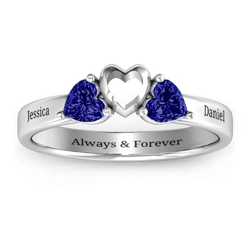 Sparkling Sweethearts Two-Stone Ring – Sterling Silver with Blue Sapphire