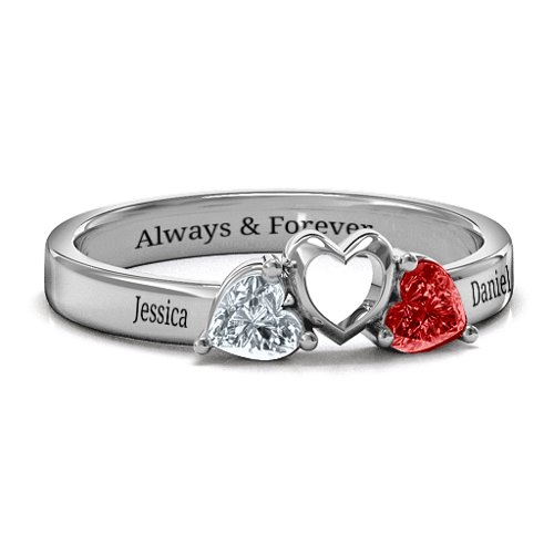 Sparkling Sweethearts Two-Stone Ring – Sterling Silver with Cubic Zirconia and Garnet