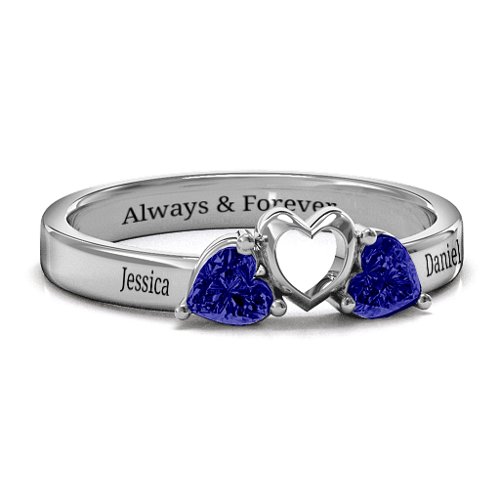 Sparkling Sweethearts Two-Stone Ring – Sterling Silver with Blue Sapphire