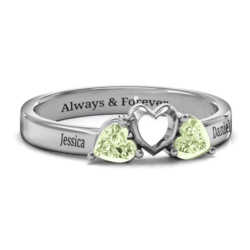Sparkling Sweethearts Two-Stone Ring – Sterling Silver with Peridot