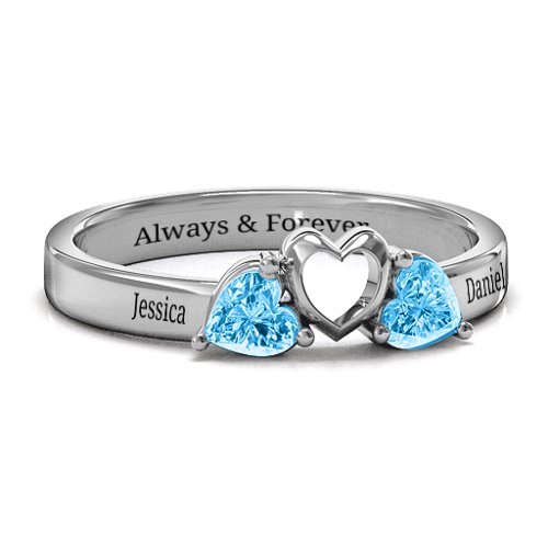 Sparkling Sweethearts Two-Stone Ring – Sterling Silver with Blue Topaz