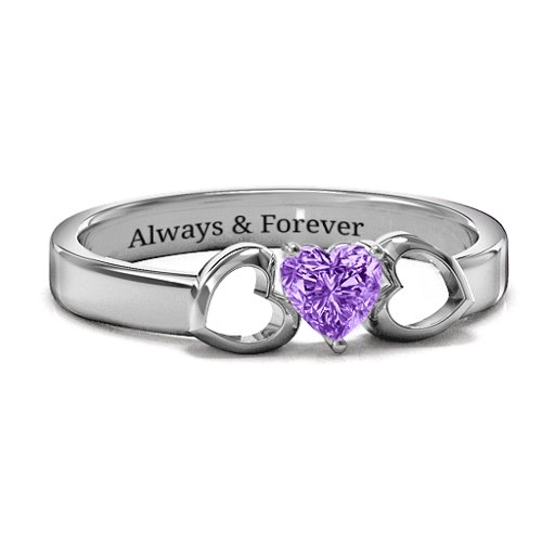 Darling Heart Wraparound Ring – Sterling Silver with Amethyst