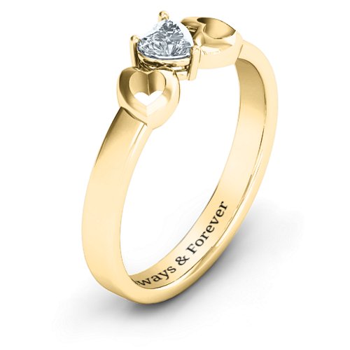 Darling Heart Wraparound Ring – 10K Yellow Gold with Diamond