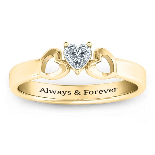 Darling Heart Wraparound Ring – 10K Yellow Gold with Diamond