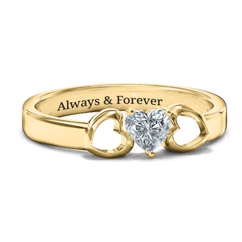 Darling Heart Wraparound Ring – 10K Yellow Gold with Diamond