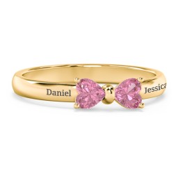 Adorable Bow Ring in 18K Gold Plated Silver with Pink Tourmaline