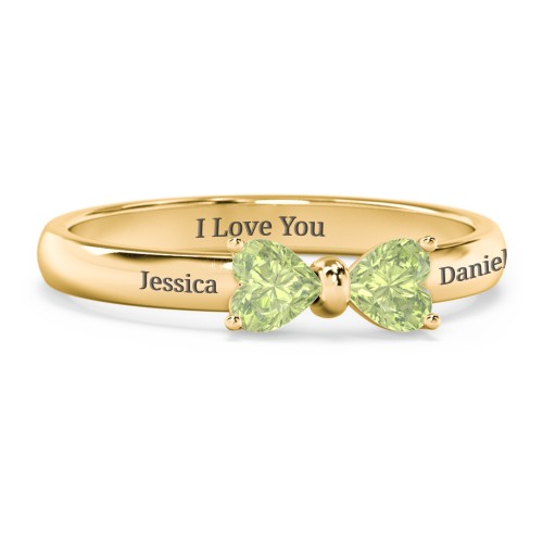 Adorable Bow Ring – 18K Gold Plated Silver with Peridot