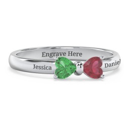 Adorable Bow Ring in 925 Sterling Silver with Emerald and Ruby