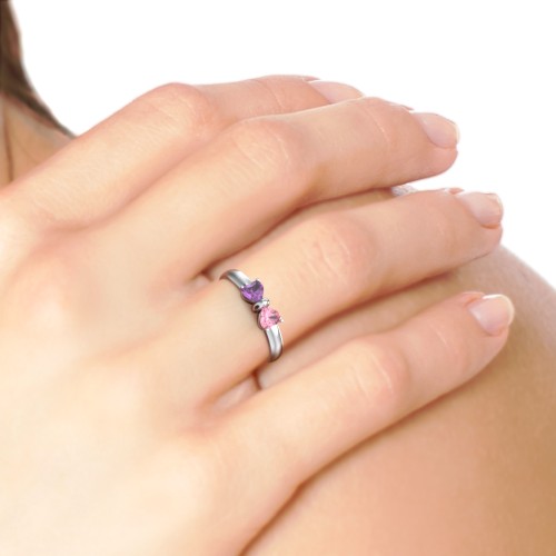 Adorable Bow Ring – Sterling Silver with Cubic Zirconia and Garnet
