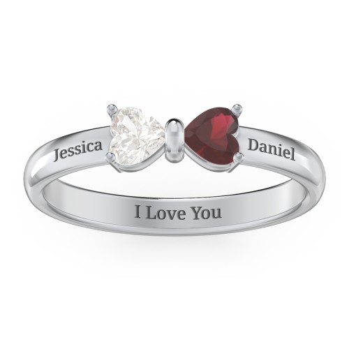 Adorable Bow Ring – Sterling Silver with Cubic Zirconia and Garnet