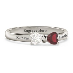Adorable Bow Ring in 10K Solid White Gold with Cubic Zirconia and Garnet