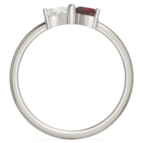 Adorable Bow Ring – 10K White Gold with Cubic Zirconia and Garnet