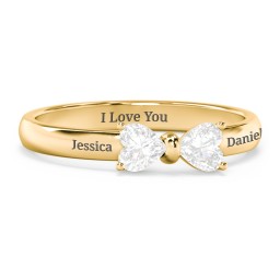 Adorable Bow Ring in 10K Solid Yellow Gold with Diamond