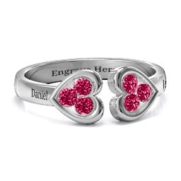 Heart To Heart Wraparound Ring in 925 Sterling Silver with Ruby