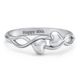 Engravable Initial Heart and Infinity Ring