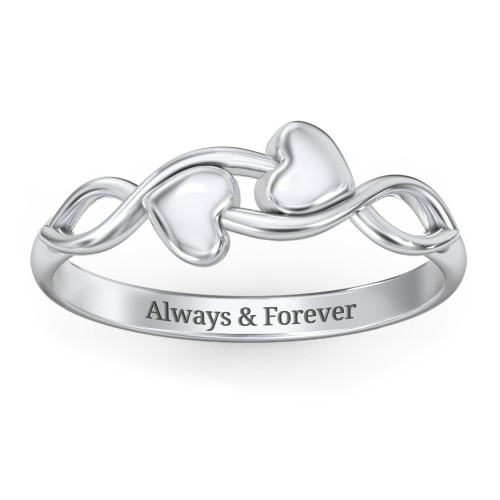 Engravable Initial Heart and Infinity Ring