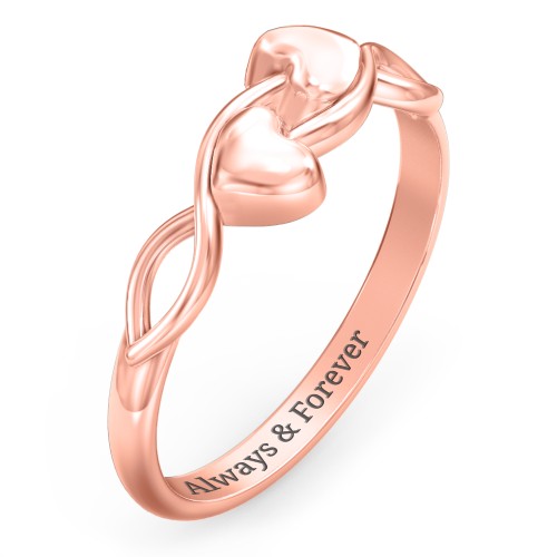 Engravable Initial Heart and Infinity Ring – 10K Rose Gold