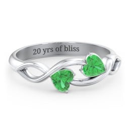 Heavenly Hearts Ring with Heart Birthstones