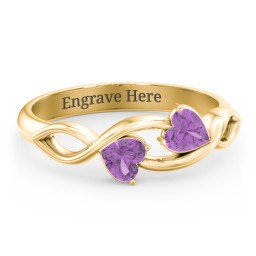 Heavenly Hearts Ring with Heart Birthstones