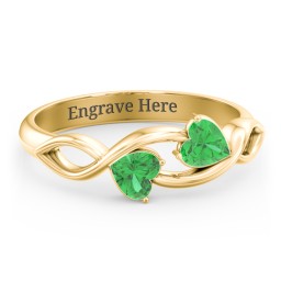 Heavenly Hearts Ring with Heart Birthstones