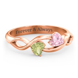 Heavenly Hearts Ring with Heart Birthstones