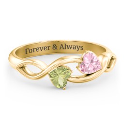 Heavenly Hearts Ring with Heart Birthstones