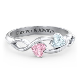 Heavenly Hearts Ring with Heart Birthstones