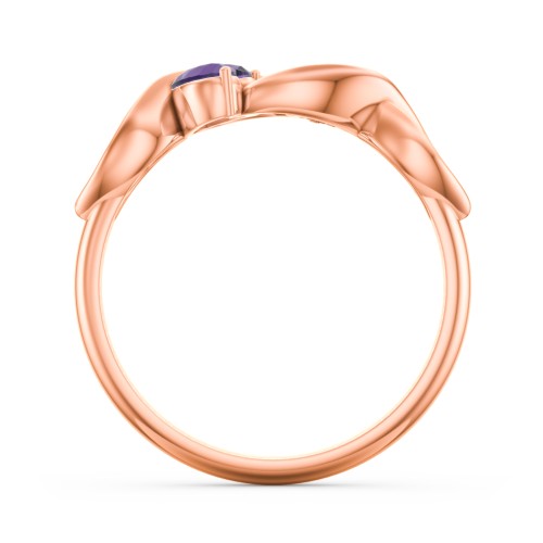 Heavenly Hearts Ring with Heart Birthstones – 10K Rose Gold with Amethyst